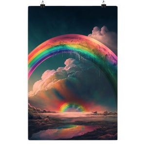 Póster vibrante del océano arcoíris - Arte de pared costero para decoración del hogar