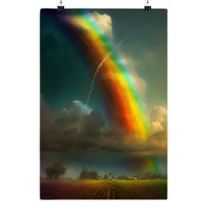 Natur Regenbogen Satin Poster - Ruhige Landschaft Wandkunst in Atemberaubendem Satin Finish"