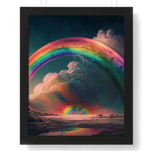 Natur Landschaft Regenbogen Poster - Ruhige malerische Wandkunst - Farbenfroher Home Decor Print"