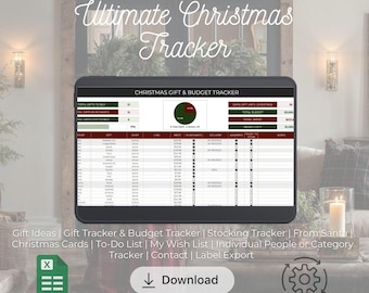 Christmas Gift Tracker & Holiday Budget Planner | Google Sheets Christmas Planner, Stocking Stuffer and Santa List, Card and To-Do Tracker