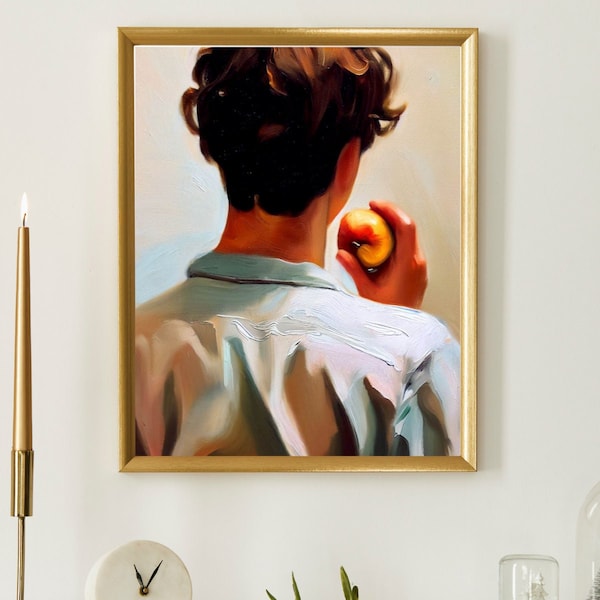 Call Me By Your Name Inspired Wall Art, Oil Painting Style, Elio, Peach Oil Painting, Sundance Movie