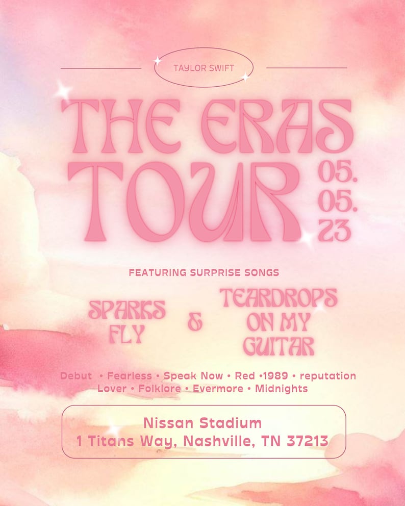 Custom Eras Tour Poster Canva Digital Template Taylor Swift Etsy México