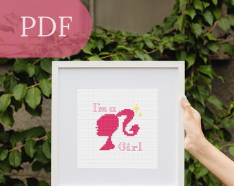 Mini I'm a Barbie Girl Cross Stitch Pattern PDF Download