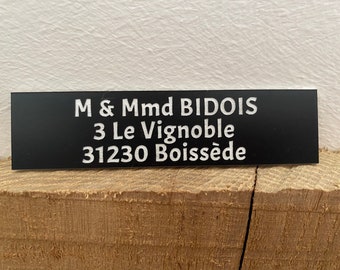 Plaque boite aux lettres plastique 100x25mm, plaque de porte, plaque signalétique résistante aux intempéries et UV