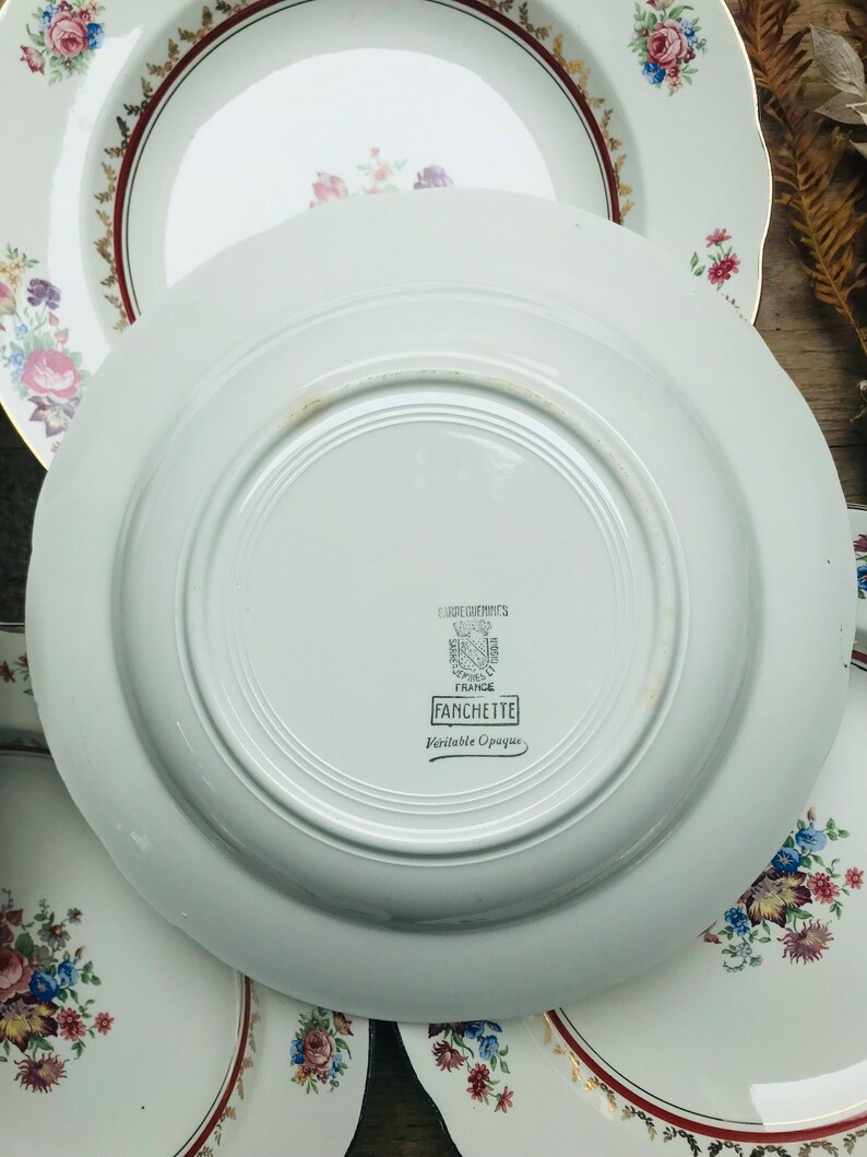 Set of 6 soup plates from the Faiencerie de Sarreguemines Model Fanchette image 5