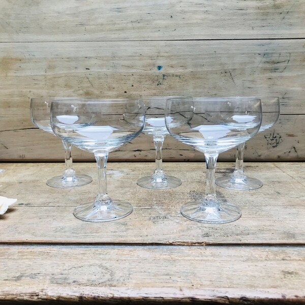 Ensemble de 5 coupes à champagne en cristal vintage