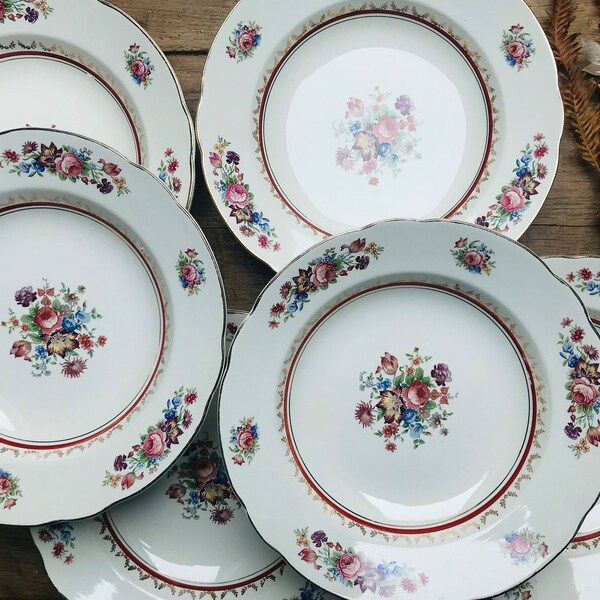 Ensemble de 6 assiettes creuses de la Faïencerie de Sarreguemines Modèle « Fanchette »