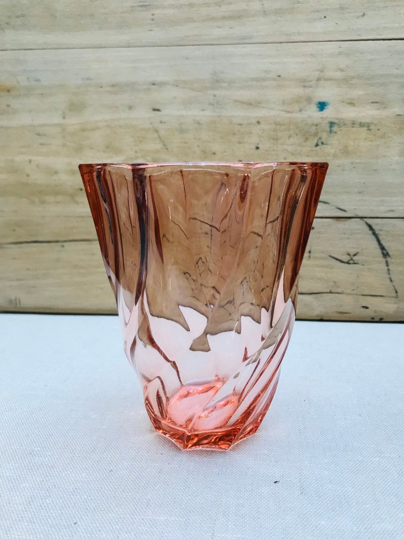 Vintage Twisted Smoked Glass Vase Etsy