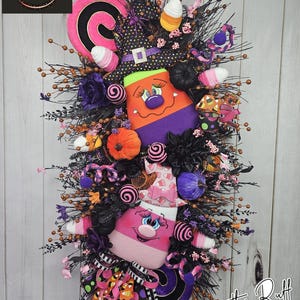 Halloween Wreath, Halloween Decor, Candy Corn Wreath, Whimsical Halloween, Candy Corn Decor, Deluxe Halloween Wreath, Halloween Door