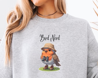 Vogel Nerd Sweatshirt, Vogelbeobachter Geschenk, Vogelbeobachter Shirt, Unisex Bekleidung für Vogelbeobachter, gemütlicher Rundhalsausschnitt