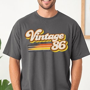 Vintage 86 Retro Stripes T-Shirt | 80s Throwback Tee | 40th Birthday Gift