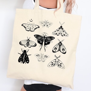 Moth Tote Bag, Hawk Moth, Atlas Moth, Cotton Tote Bag, Luna Moth, Butterflies, Moon Moth, Lunar Moth, Cotton Canvas Tote Bag