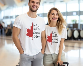 True North Strong And Free, Canada Day Tshirt, Maple Leaf, Canadian Independence Day Shirts, Happy Canada Day Shirt. Heavy Cotton Tee