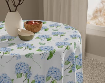 Elegant Hydrangea Floral Tablecloth, Cottagecore Decor, Spring Table Setting, Dining Room Accents, Hydrangea Pattern Table Cover, Kitchen