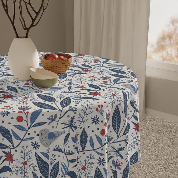 Skandinavische Tischdecke im Landhausstil – Rustikale Wohndekoration, Küchentischdecke, nordisches Design, Esszimmerdekoration, Cottagecore