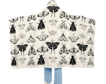 Moth Blanket Hoodie, Oversized Hooded Blanket, Hoodie Blanket, Sherpa Blanket,Wearable Blanket,Fluffy Hoodie Blanket,Hoodie blanket