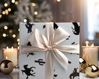 Wrapping Paper, Cowboy Gift Wrap Papers for Western Theme Parties, Birthdays, Holidays, 5 alternative names: Cowgirl Wrapping Paper, Rodeo