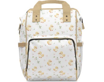 Yellow Duckling Pattern Diaper Backpack | Baby Shower Nursery Print