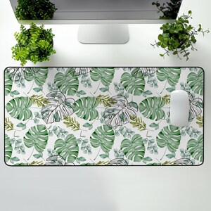 Monstera Desk Mat, Botanical Mouse Pad, Nature Lover Gift, Plant Office Decor, Tropical Desk Accessory, Greenery Desk Blotter