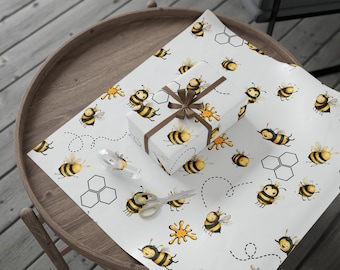 Bumblebee Pattern Wrapping Paper | Honeycomb Bee Gift Wrap