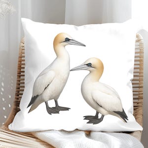 Northern Ganet Coastal Bird Pillow | Nautical Home Decor | Seabird Cushion | Coastal Vibes | Nature Lover Gift | Ocean Inspired Home Decor