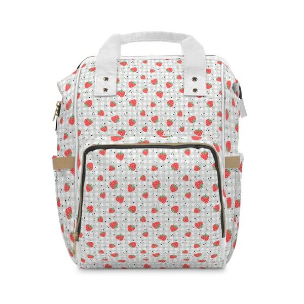 Strawberries Diaper Backpack, Baby Changing Bag, Diaper Bag Backpack,Stylish Diaper Bag,Diaper Changing Backpack,Nursery Bag,Cute Diaper Bag