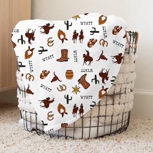 Personalized Baby Cowboy Blanket, Wild West Plush Blanket, Western Nursery Decor, Cowboy Baby Boy Decor, Baby Shower Gift, Velveteen Blanket