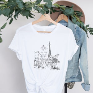 Paris Shirt, Parisian Cafe, Eiffel Tower T-shirt, Paris Tshirt, Paris Tee, Paris Gift, Paris France Shirt, Paris,Cotton Tee Short Sleeve Tee