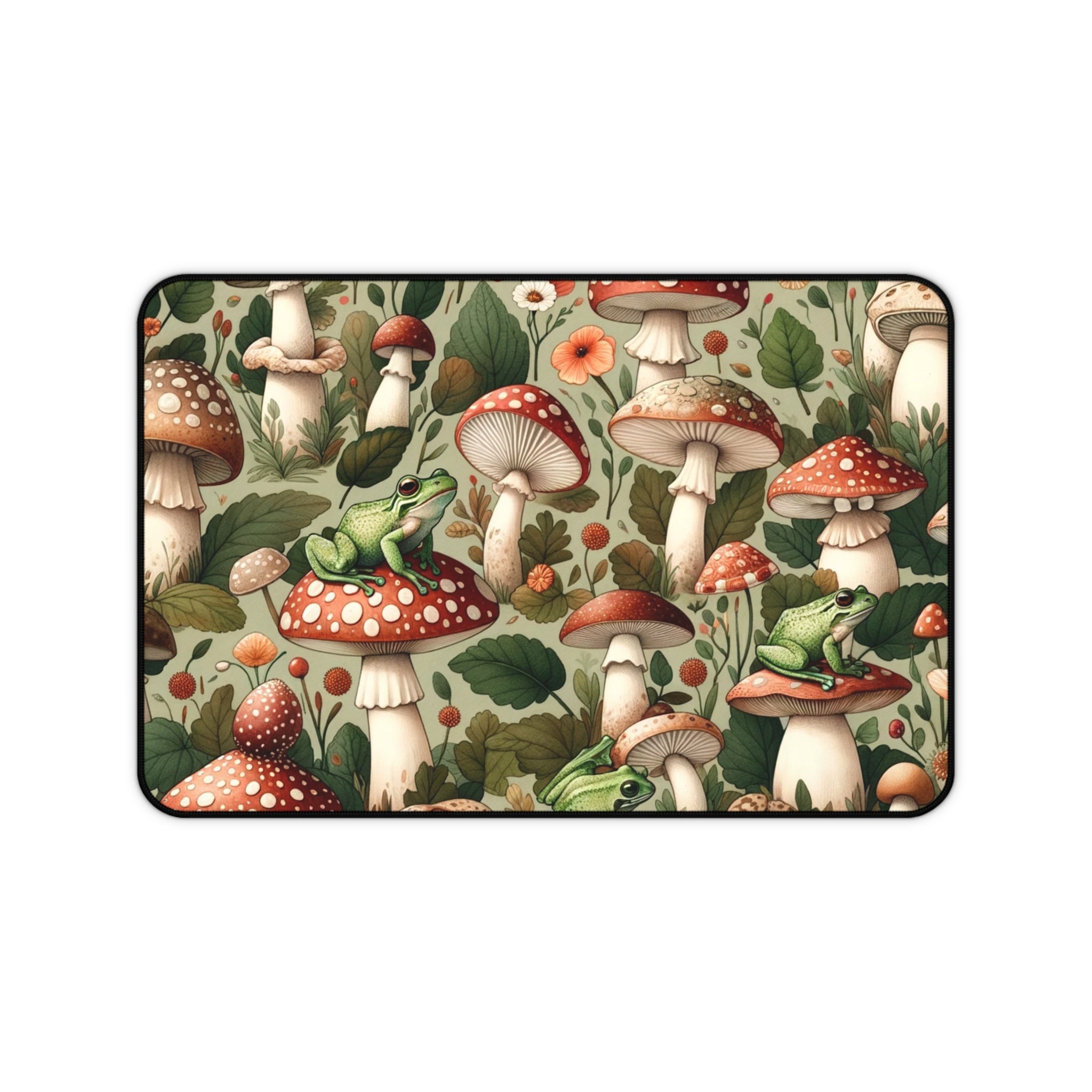 Cute Frog Desk Mat, Frog Desk Mat, Mushrooms, Frogs, Cottagecore, Desk ...