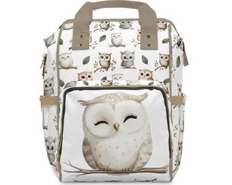 Mochila cambiador con diseño de búho adorable, regalo para baby shower, bolso cambiador, mochila estilo bandolera, artículos esenciales para la habitación del bebé, accesorios elegantes para bebés.