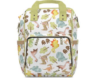 Dinosaur Diaper Backpack, Personalized Baby Diaper Bag, Cute Dino Nursery Travel Bag, Custom Name Baby Shower Gift, Parenting Essential,