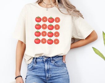 Tomato Shirt, Graphic Tee, Garden Shirt, Screen Printed Tshirt, Vegetable Screen Print Shirt, Foodie, Tomatoes, Gift for Gardener,Unisex Tee