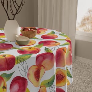 Peach Blossom Tablecloth - Vibrant Fruit Decor for Summer Gatherings, Perfect for Picnics, Weddings, and Home Dining - Elegant Peach
