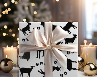 Goats Gift Wrapping Paper - Animal Lover Farm Animals Holiday Birthday Present Gift Wrap, Festive Packaging Supplies, Sustainable Christmas