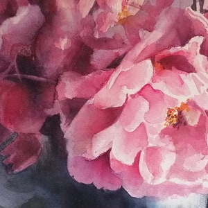 Flowers - Peonies - acquerello originale su carta