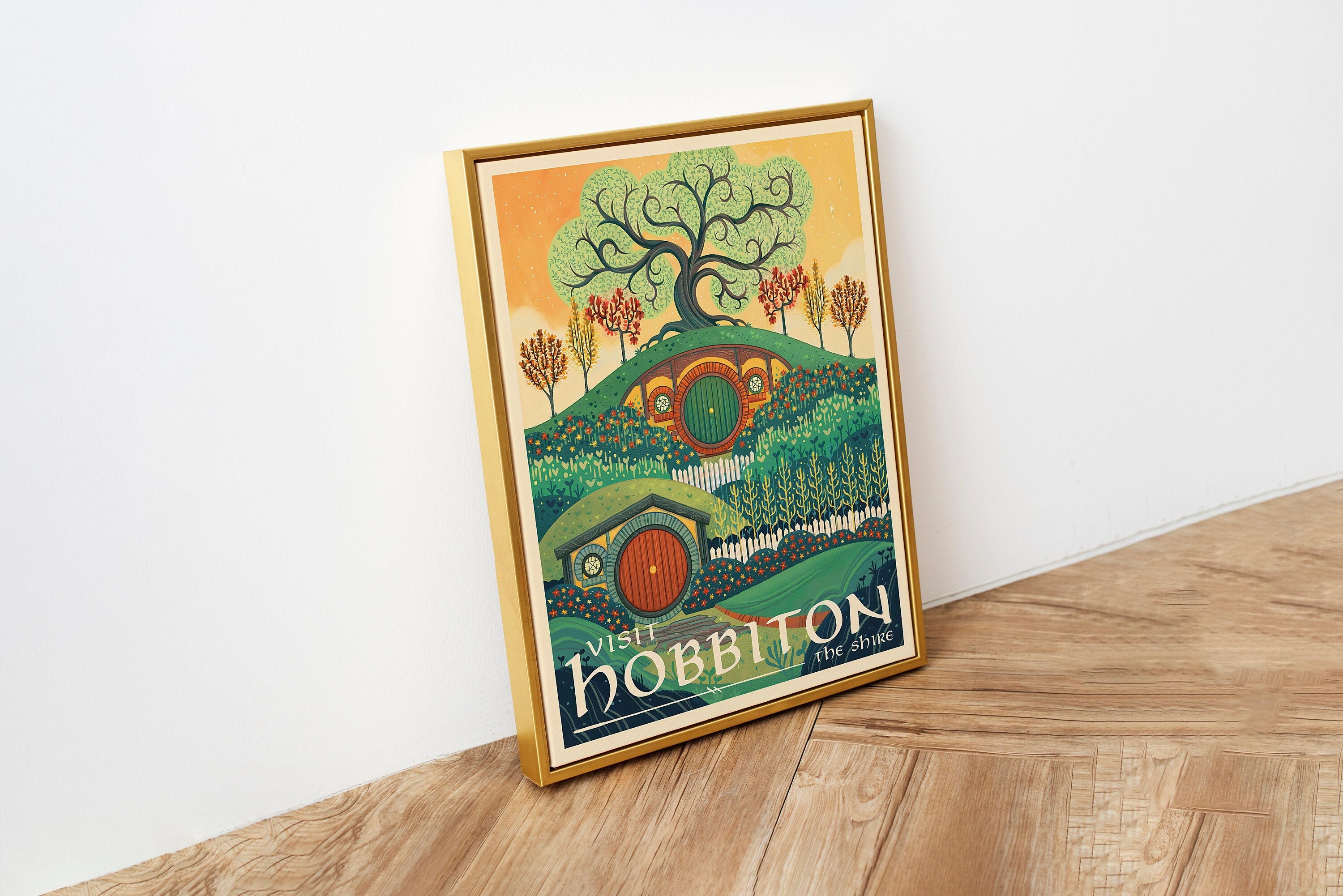 Discover Lord of The Rings Poster LOTR Shire Hobbiton Retro Travel Wall Art The Lord of The Rings Middle Earth Travel Posters LOTR Travel Poster