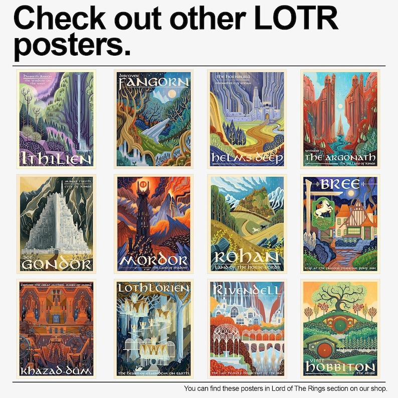 Lord of the Rings Poster LOTR Bree Retro Travel Wall Art the Etsy