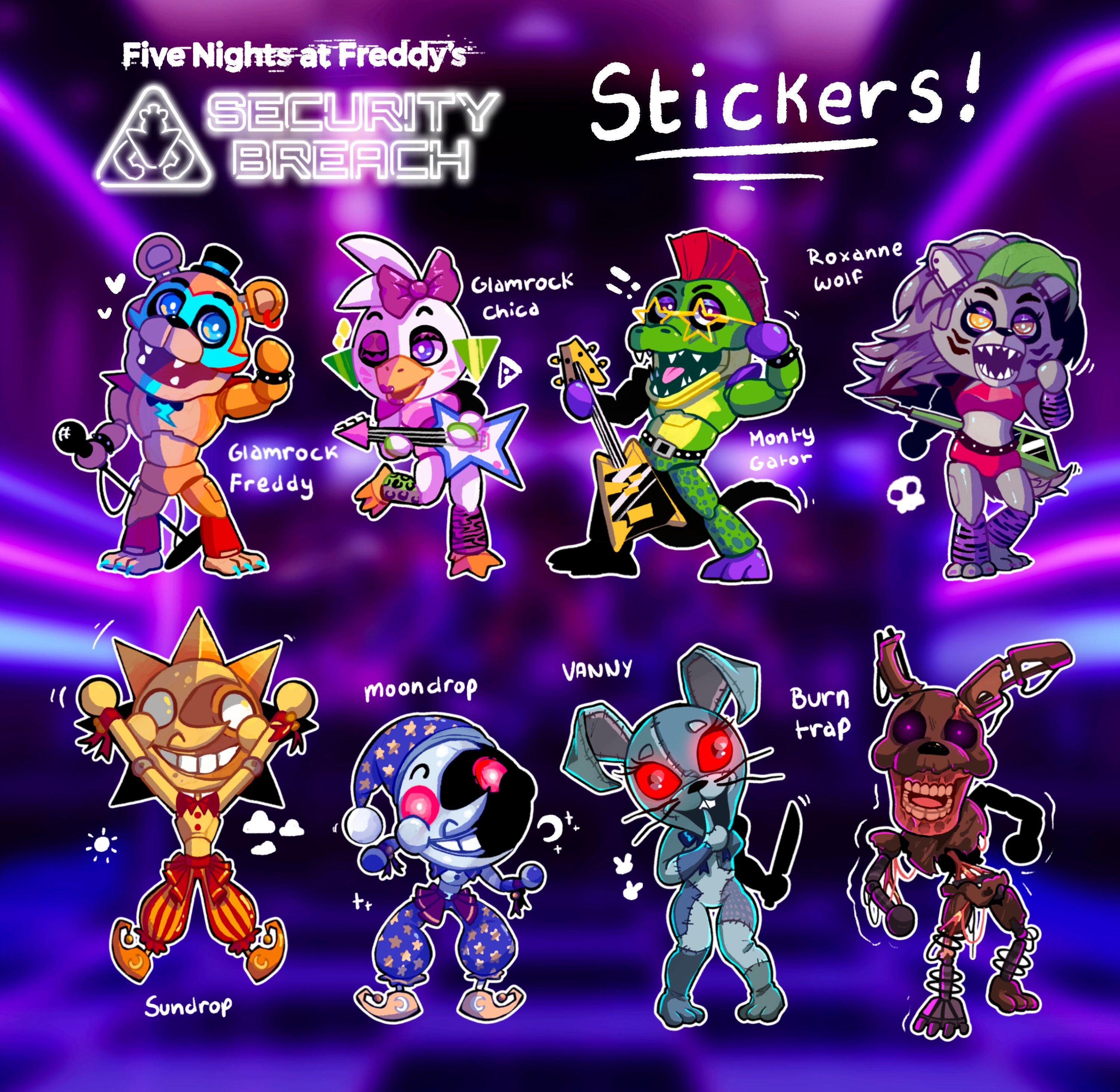 FNaF Glamrock Bonnie Earrings Perler Security Breach Ruin DLC Five Nights  Freddy