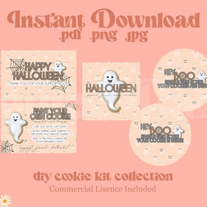 DIY Cookie Kit Instructions, Halloween DIY Cookie Kit Printable, Cookie Kit Digital Download, Cookie Kit Stickers, Cookie Kit Thank You Card