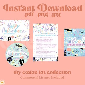 DIY Cookie Kit Instructions, Halloween DIY Cookie Kit Printable, Cookie Kit Digital Download, Cookie Kit Stickers, Cookie Kit Thank You Card