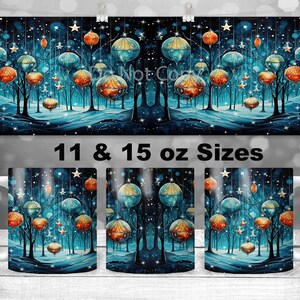 11 and 15oz Mug Design PNG, Christmas Ornament Sublimation Design, Full Wrap Design for Coffee Mug, Christmas Ball Digital Design File