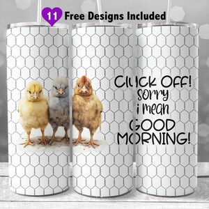 Funny Chicken 20 oz Skinny Tumbler Sublimation Design, Instant Digital Download PNG, Digital Design Only, Cluck Off Sassy Tumbler Wrap