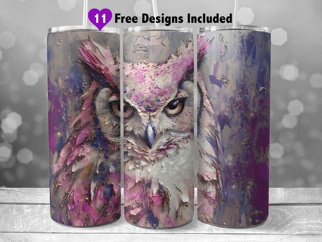 Owl 20 Oz Skinny Tumbler Wrap, Instant Download Sublimation PNG ...