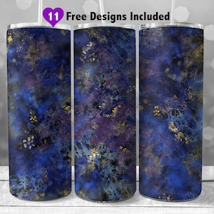 Marble 20 oz Skinny Tumbler Sublimation Design, Instant Digital Download PNG, Digital Design Only, Deep Blue Celestial Galaxy Tumbler Wrap
