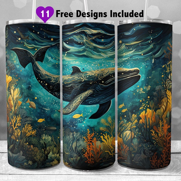 Humpback Whale 20 oz Skinny Tumbler Sublimation Design, Instant Digital Download PNG, Digital Design Only