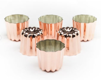 Koperen Muffin Cups Bakvormen 2,1" Canele Mallen Set van 6, 5,5 cm Koperen Cakevormen Vertind Binnen, Inwijdingsfeest Cadeau, Cadeau voor mama