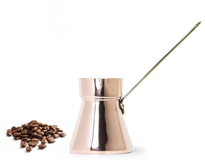 Turkish Coffee Pot, 100gr Turkish Coffee Free Gift, Greek Coffee Pot, Modern Design Copper Coffee Maker