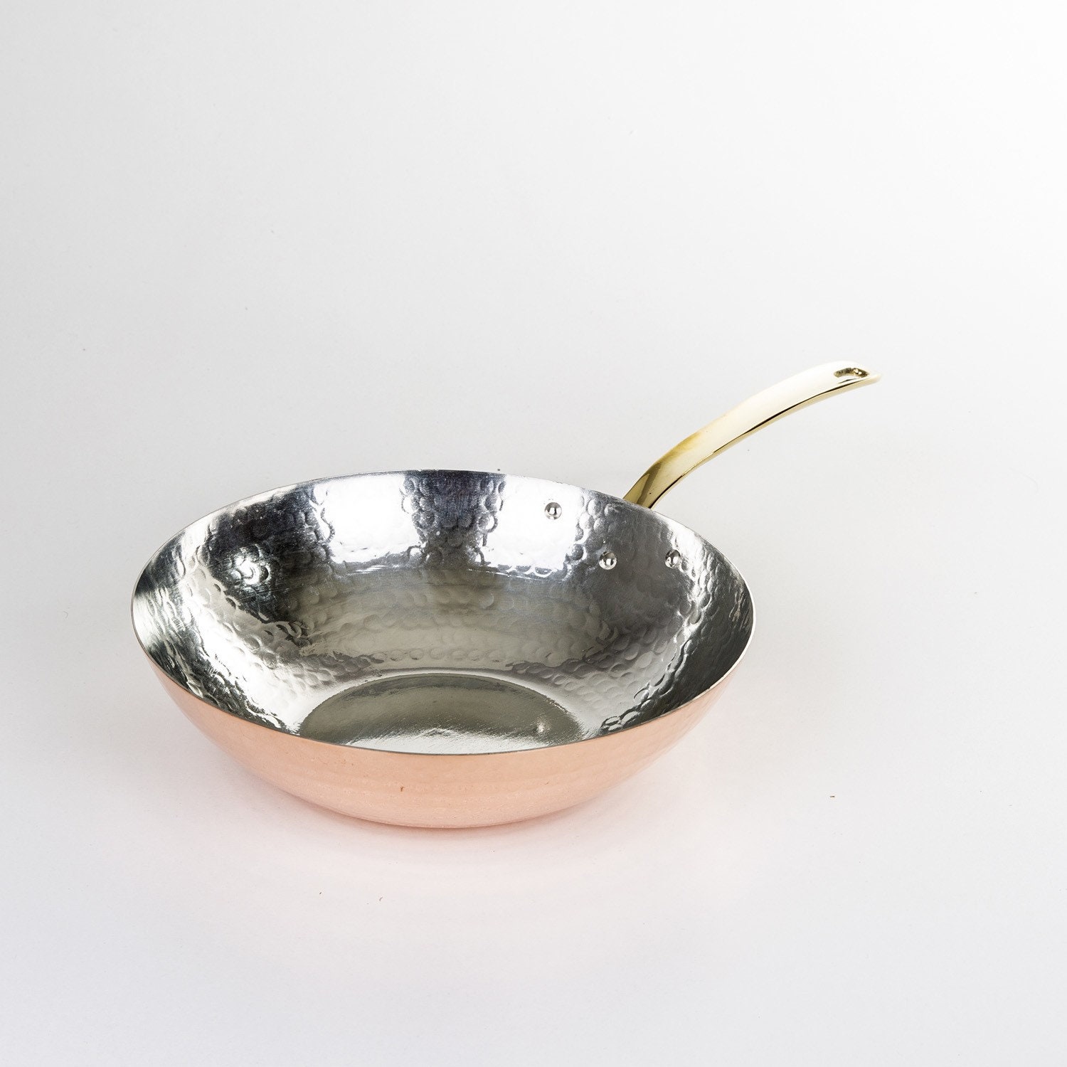 Wok Pan Deep Stir Frying Pan, Solid Copper Chefs Pan, Asian Chinese