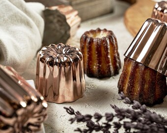 Individuele Cupcake Cups massief koper 2,1" Canele mallen set van 6, 5,5 cm koperen cakevormen tin bekleed, housewarming cadeau, cadeau voor mama