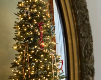 Handmade Velvet Christmas Tree Bow: Rustic Holiday Ornament, Set of 4